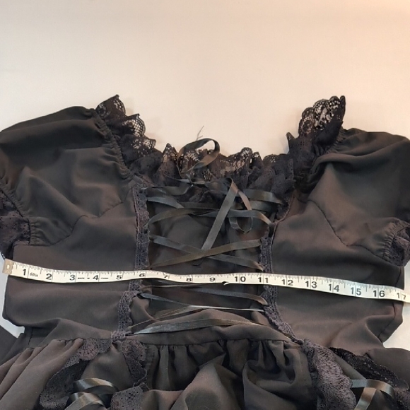 Women's Black Layered Lace-Up Goth Lolita Dress , Size XL - Picture 9 of 10